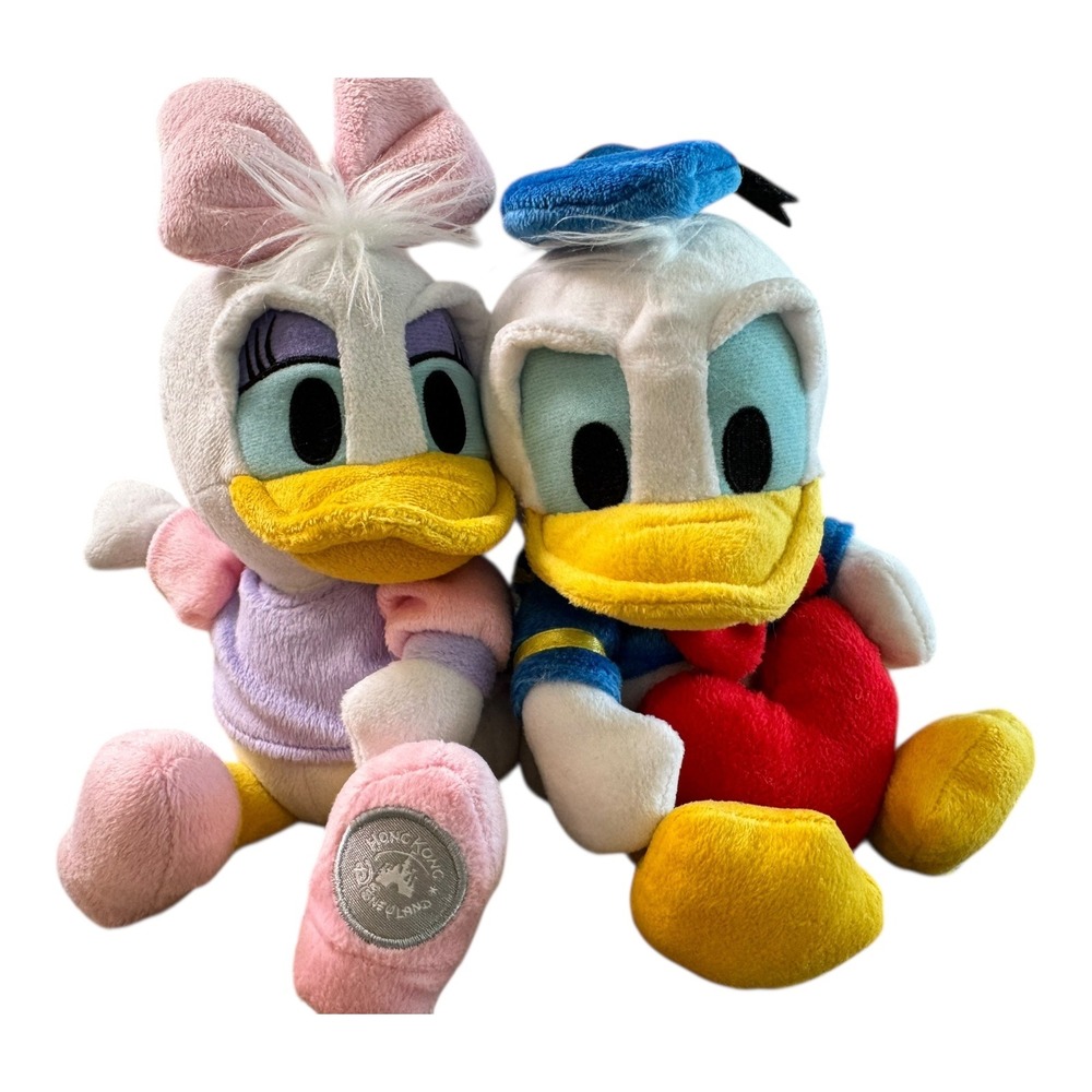Disney Donald Daisy Duck Plush Set Hong Kong Disneyland Stuffed‎ RARE